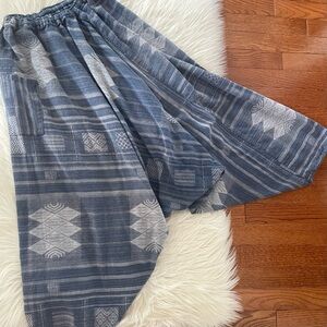 Cotton Drop Crouch Blue Boho Hippie Pants Relaxed Aladdin Size XS Pocket